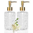 Dispensador de sabão Uable Clear Glass com bomba de plástico dourado 330mL x2