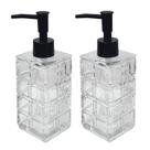 Dispensador de sabão YYTSGG Clear Glass 320 mL com bomba preta, pacote com 2 unidades