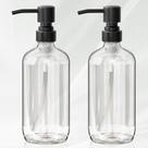 Dispensador de sabonete AmazerBath Glass 500 ml, pacote com 2 unidades, transparente com bomba