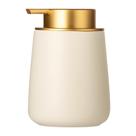 Dispensador de sabonete Enra Ceramic 350ml com bomba dourada bege
