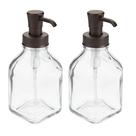 Dispensador de sabonete líquido mDesign Square Glass 400mL, pacote com 2