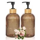 Dispensador de sabonete Uable Amber Glass 400 ml, pacote com 2 faixas verticais