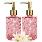 Dispensador de sabonete Uable Glass 330 ml rosa para lavar as mãos