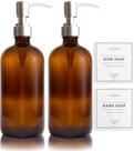 Dispensador de sabonete Vine Creations Amber Glass 480 ml, pacote com 2