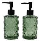 Dispensador de sabonete YYTSGG Green Glass com bomba de plástico preta 330 ml, 2 unidades