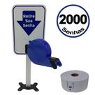 Dispensador de Senhas Bico de Pato + Suporte de Mesa Modelo SLIM + Placa Retire sua Senha + Bobina 3 Díg - cor Azul