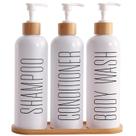 Dispensador de shampoo e condicionador Prus Waso com bombas de bambu