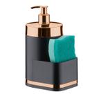 Dispensador Porta Detergente Liquido 500ml Esponja Para Pia Cozinha Preto Rose - 1254PTR Future