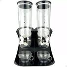 Dispenser De Cereais Duplo Acrilico 3 Litros Cromado E Preto