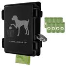 Dispenser de Sacos para Fezes de Cão para Parede Externa com Trava e 8 Rolos Pequenos, Suporte para Sacos de Cachorro para Quintal, Poste, Cerca - Preto (Dispenser + 8 Rolos + Trava)