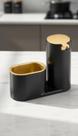Dispenser Detergente com Porta Esponja Preto e Dourado