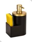 Dispenser Detergente e Bucha 600ml Preto e Dourado Arthi