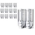 Dispenser Duplo Gel Sabonete Liquido Shampoo Kit 12 Unidades Banheiro Parede Restaurante Hotel Shopping Pratico Parede Resistente Multiuso