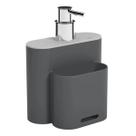Dispenser Flat Para Detergente e Esponja Kitchen Sink 500ml Cinza Coza