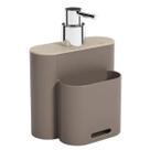 Dispenser Flat Para Detergente e Esponja Kitchen Sink 500ml Cinza Coza