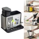 Dispenser Inox porta detergente Sabão Liquido Esponja Bucha