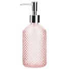 Dispenser Líquido de Vidro Rosa 420ml Pia Banheiro Higiene Sabonete Álcool
