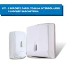Dispenser Papel Toalha Interfolha Cai Cai + Saboneteira 800ml Trilha Banheiro Suporte Sabonete Líquido