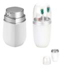 Dispenser Para Sabonete Líquido + Porta Escovas Branco Cromo