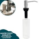 Dispenser Porta detergente de Embutir 500ml Dosador Inox Escovado 304 Cozinha Porta Sabonete Liquido de Bancada Embutido na Pia