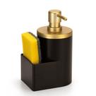 Dispenser Porta Detergente Dosador 600ml Com Suporte p/ Esponja Preto Arthi Dispenser Porta Detergente Dosador 600ml Com Suporte p/ Esponja Preto Arthi