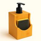 Dispenser Porta Detergente E Esponja Com Valvula Bambu Preto 500ml