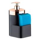 Dispenser Porta Detergente Líquido 500ml Esponja Bancada Pia Cozinha Preto Rose Gold - 520PTR Future