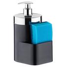 Dispenser Porta Detergente Líquido e Bucha Pia Dosador Cromado Future