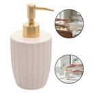 Dispenser Porta Sabonete Líquido Cerâmica 330ml Banheiro Creme