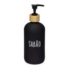 Dispenser Porta Sabonete Liquido De Vidro Bambu 500ml