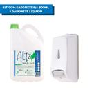 Dispenser Saboneteira 800ml Trilha e Sabonete Líquido Erva Doce 5L Agipro Cleene