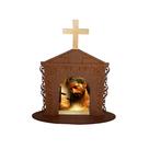 Display Enfeite de Mesa Religioso Capelinha Oratório Pai em Tuas Mãos 20cm Mdf Madeira Imbuia