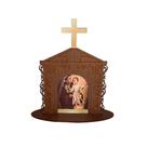Display Enfeite de Mesa Religioso Capelinha Oratório Santo Antônio 20cm Mdf Madeira Imbuia