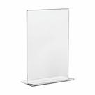 Display Expositor Porta Folha Papel A6 Reto (10,5cm x 15cm) PS Cristal 2mm para Mesa e Balcão - Ideal para Anúncios e Informações