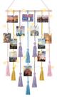 Display fotográfico suspenso Mkono Boho Macrame com 30 clipes de luz