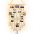 Display fotográfico suspenso Mkono Boho Macrame com luz 42x16,5 cm