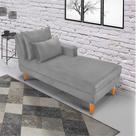 Divã Chaise Chloe 160 cm Veludo Cinza Pés Chanfrado Castanho M11 - D'Rossi Divã Chaise Chloe 160 cm Veludo Cinza Pés Chanfrado Castanho M11 - D'Rossi