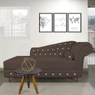 Divã Chesterfield 165 cm Capitonado com Strass Suede Marrom M11 - D'Rossi Divã Chesterfield 165 cm Capitonado com Strass Suede Marrom M11 - D'Rossi