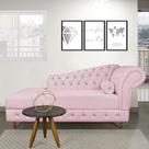 Divã Chesterfield 165 cm Capitonado com Strass Suede Rosa Bebê M11 - D'Rossi Divã Chesterfield 165 cm Capitonado com Strass Suede Rosa Bebê M11 - D'Rossi