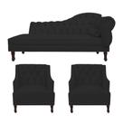 Divã larissa 140cm lado direito + 2 poltronas genesis suede preto