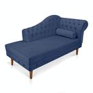 Divã Recamier Capitonê Mônaco 165 cm Suede Azul Marinho Pés Chanfrado- D'Rossi