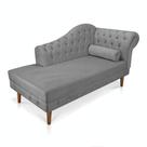 Divã Recamier Capitonê Mônaco 165 cm Suede Grafite Pés Chanfrado- D'Rossi