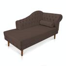 Divã Recamier Capitonê Mônaco 165 cm Suede Marrom Pés Chanfrado- D'Rossi