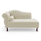 Divã Recamier Chaise Longue Lavínia 150cm Capitonê Pés de Madeira Bouclê Bege - Abmaza
