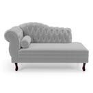 Divã Recamier Chaise Longue Lavínia 150cm Capitonê Pés de Madeira Bouclê Cinza Claro - Abmaza