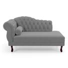 Divã Recamier Chaise Longue Lavínia 150cm Capitonê Pés de Madeira Suede Cinza - Abmaza