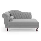 Divã Recamier Chaise Longue Lavínia 150cm Capitonê Pés de Madeira Veludo Cinza Claro - Abmaza