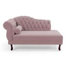 Divã Recamier Chaise Longue Lavínia 150cm Capitonê Pés de Madeira Veludo Rosé - Abmaza