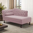 Divã Recamier Chaise Longue Lavínia 150cm Capitonê Pés de Madeira Veludo Rosé - Desk Design