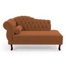 Divã Recamier Chaise Longue Lavínia 150cm Capitonê Pés de Madeira Veludo Terracota - Abmaza